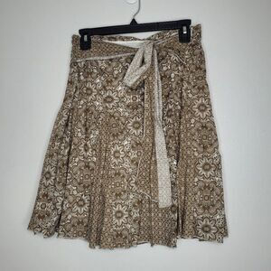y2k vintage Wetseal tan mixed floral mini tie belt boho cottage skirt medium